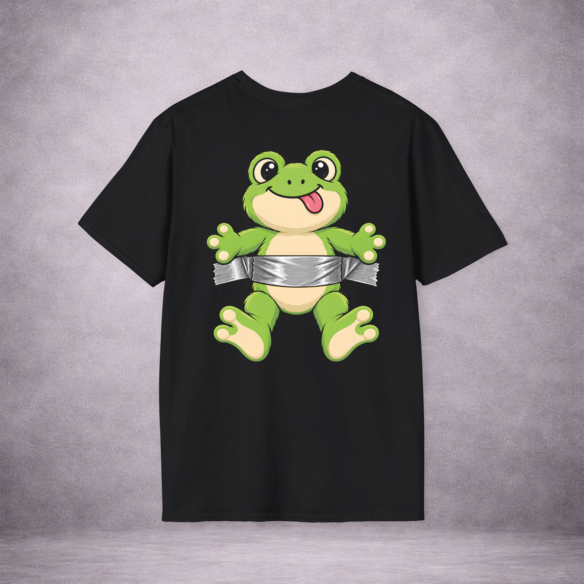 FROG-ON-LOCK-CROAK-FIRST-ESCAPE-LATER-B65184-ESSENTIAL-TEE-BLACK-BACK-01