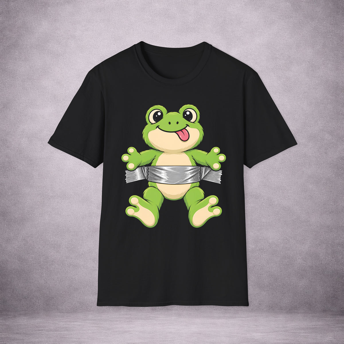 FROG-ON-LOCK-CROAK-FIRST-ESCAPE-LATER-B65184-ESSENTIAL-TEE-BLACK-FRONT-01