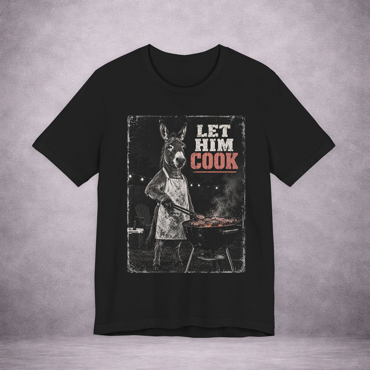 GRILL-DONKEY-LET-HIM-COOK-712FB6-PREMIUM-JERSEY-TEE-BLACK-FRONT-01