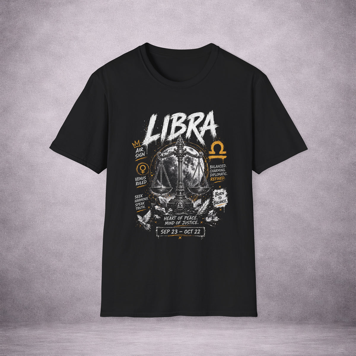 LIBRA-BALANCE-HEART-OF-PEACE-6FF0C3-ESSENTIAL-TEE-BLACK-FRONT-01