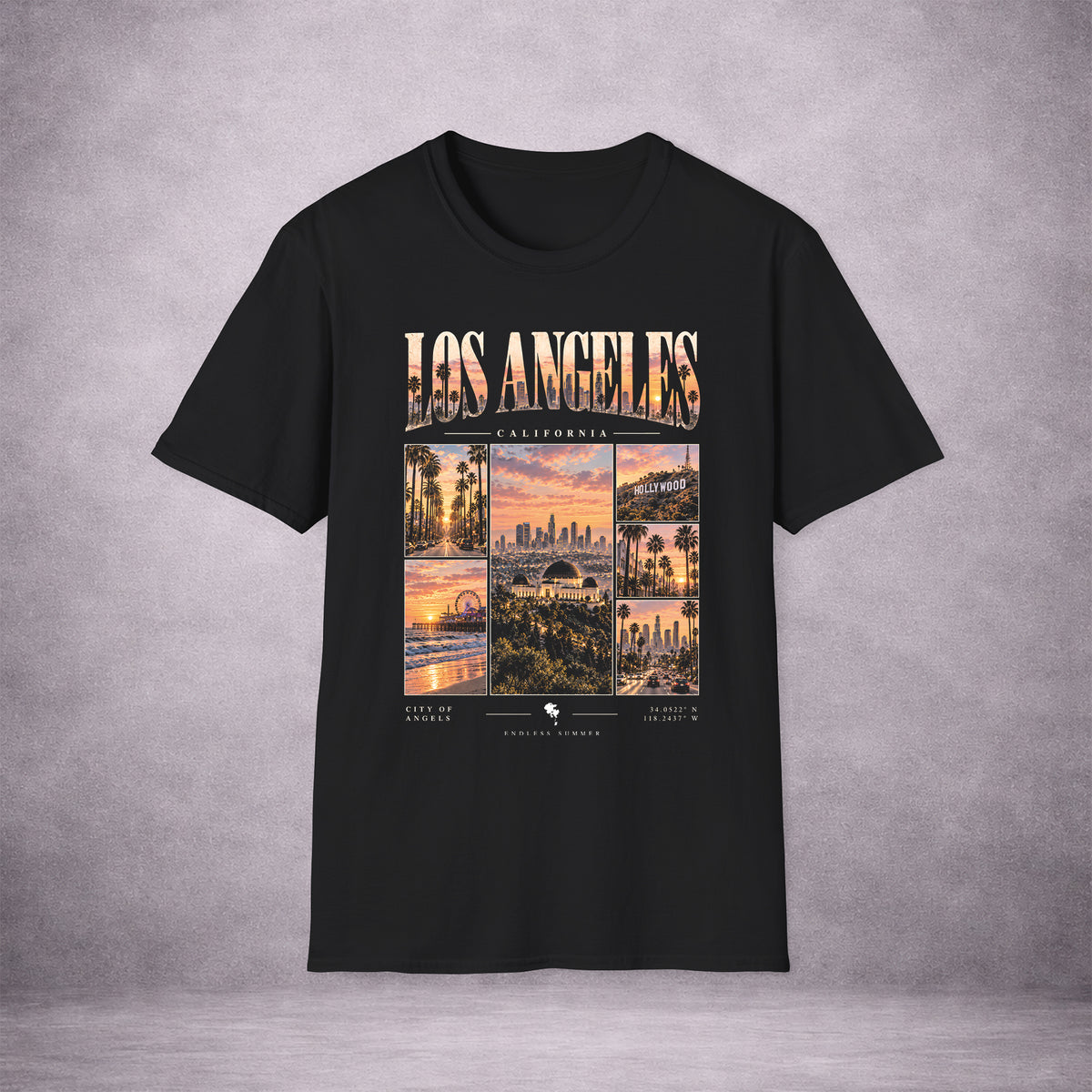 LOS-ANGELES-AFTERGLOW-ENDLESS-SUMMER-E2DBFD-ESSENTIAL-TEE-BLACK-FRONT-01