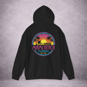 MIAMI-SUNDOWN-RUNNING-ON-BEACH-TIME-DF44C8-CLASSIC-FLEECE-HOODIE-BLACK-BACK-02