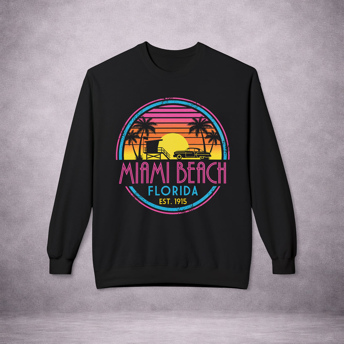 MIAMI-SUNDOWN-RUNNING-ON-BEACH-TIME-DF44C8-SOFTSTYLE-CREWNECK-EU-BLACK-FRONT-01