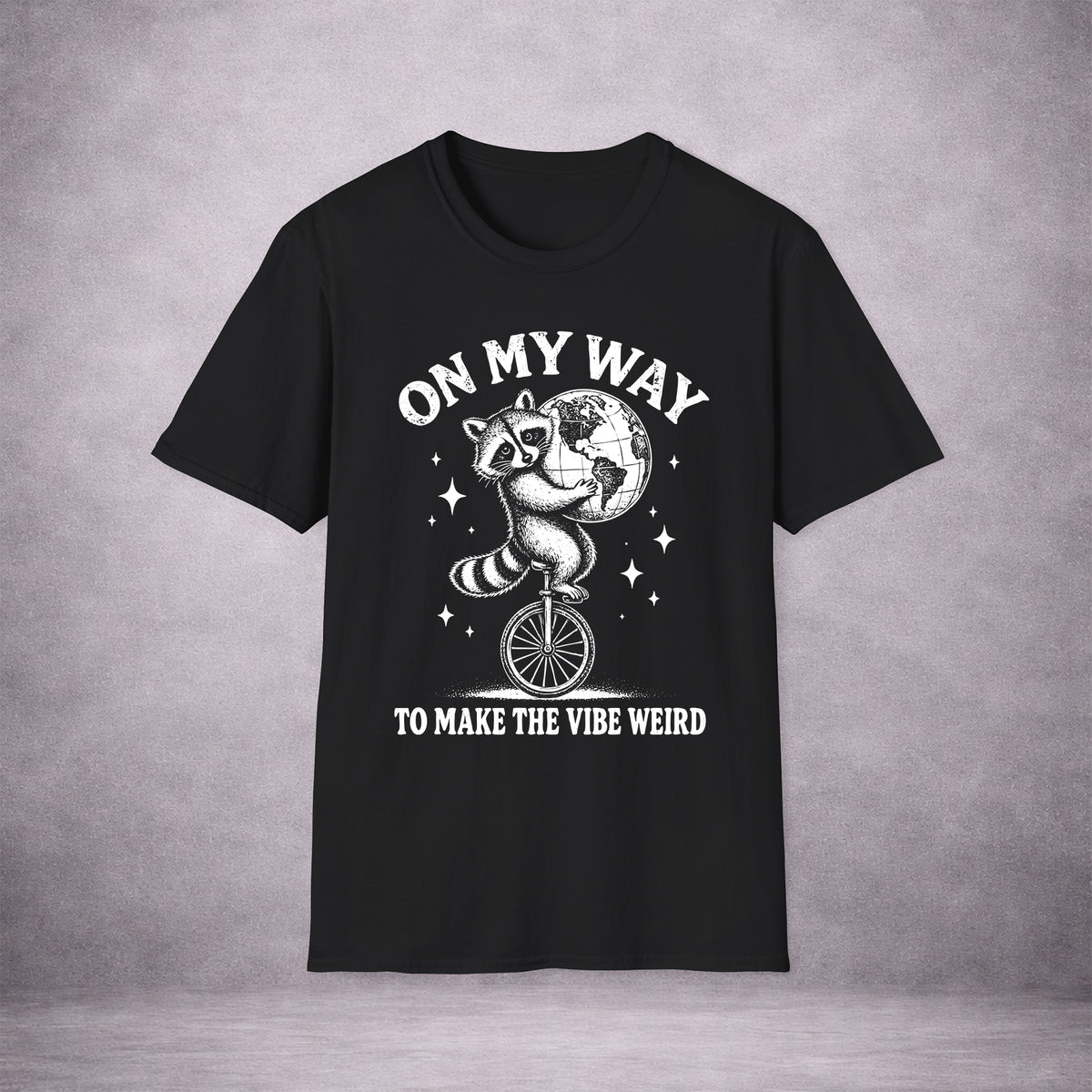 RACCOON-ON-ONE-WHEEL-0C114A-ESSENTIAL-TEE-BLACK-FRONT-INK-WHITE-01