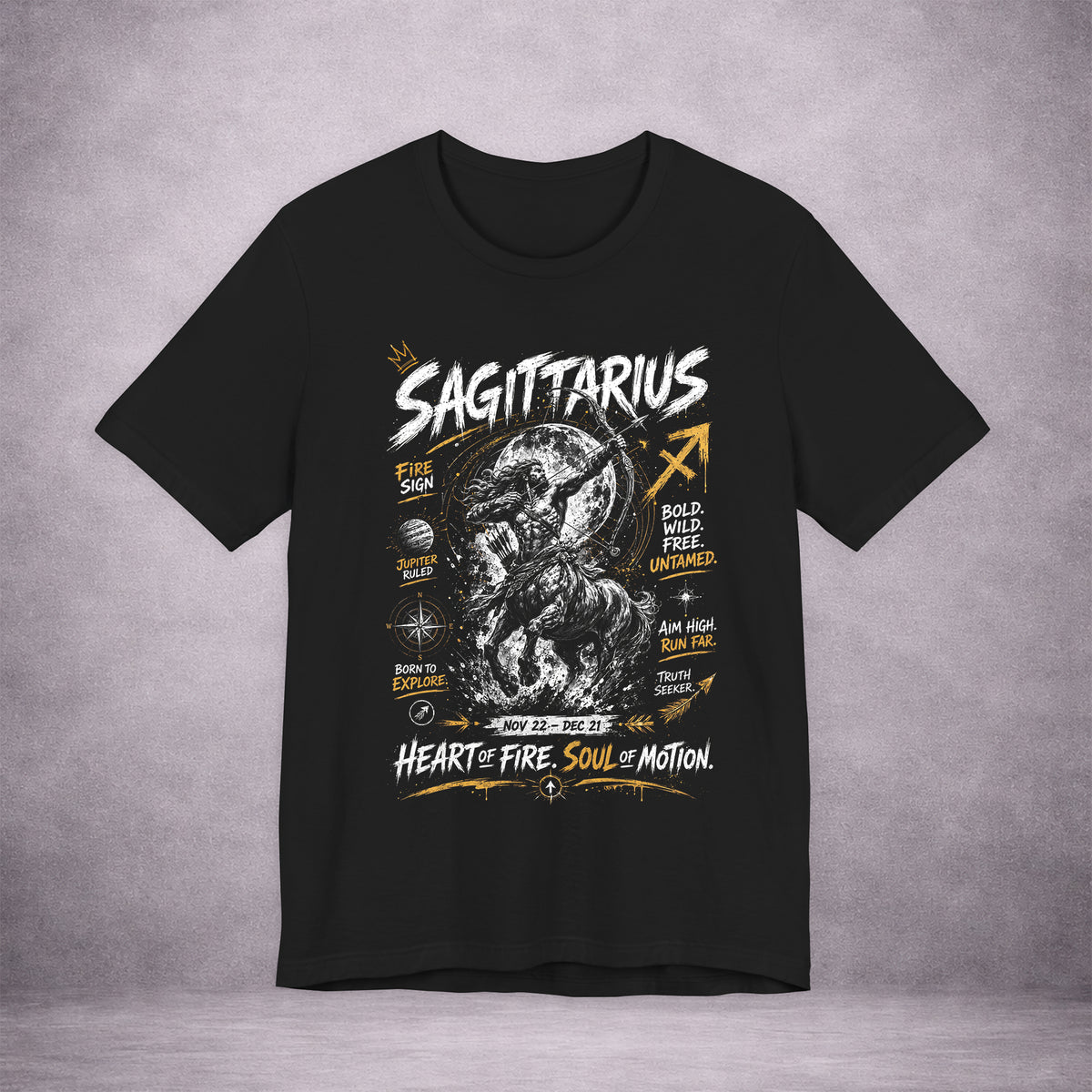 SAGITTARIUS-ARCHER-HEART-OF-FIRE-141D8D-PREMIUM-JERSEY-TEE-BLACK-FRONT-01