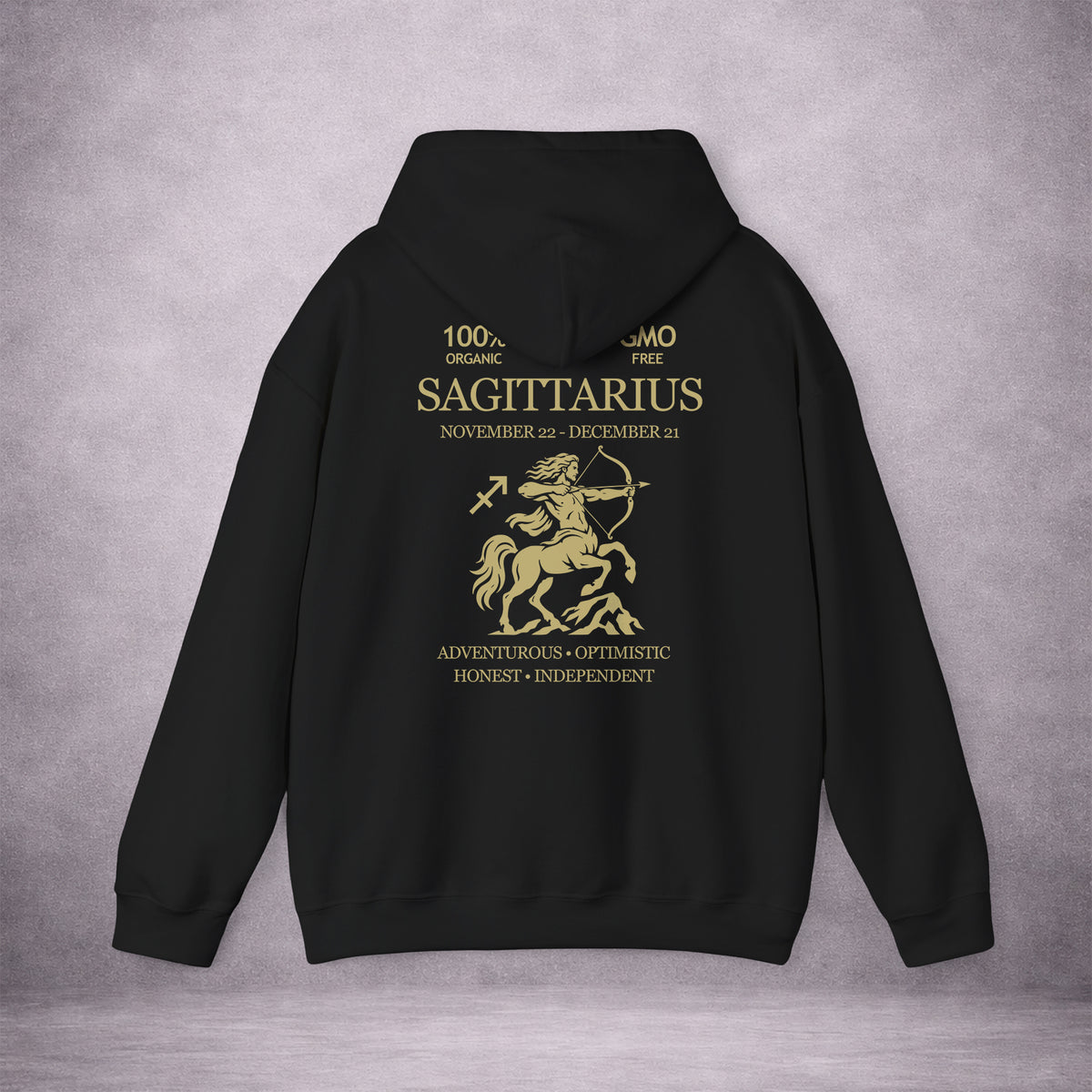 SAGITTARIUS-THE-ARCHER-E26C59-CLASSIC-FLEECE-HOODIE-BLACK-BACK-INK-GOLD-01