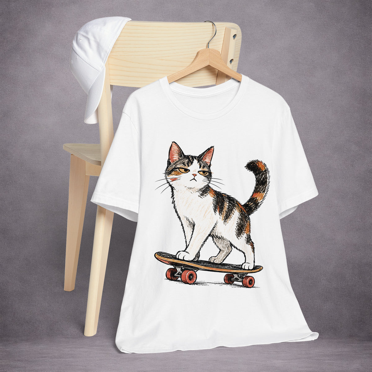 SKATE-CAT-FOUR-PAWS-NO-BRAKES-B8FC7C-ESSENTIAL-TEE-WHITE-FRONT-02
